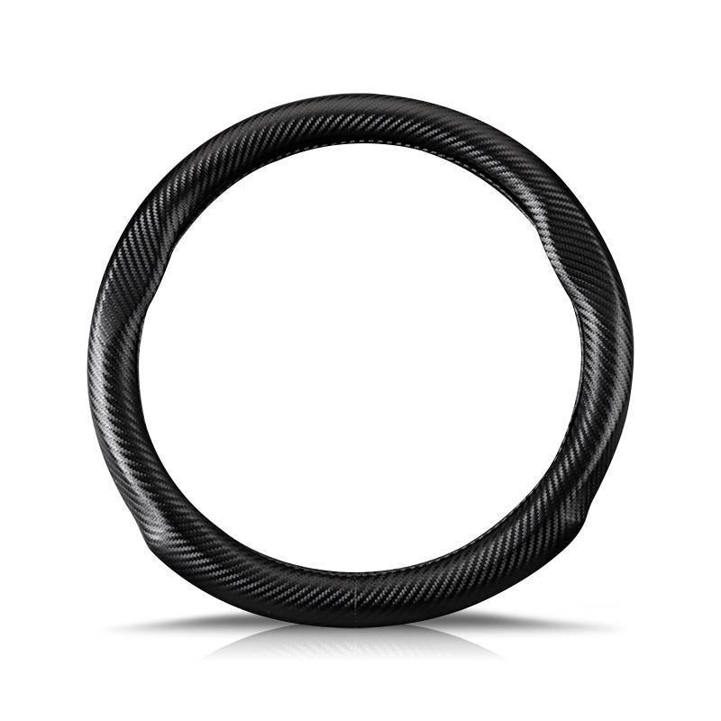 lot 7847 image: Ergocar Carbon Fiber Material Steering Wheel Cover Anti Slip Breathable Sweat Absorbent Fashionable Sport Steering Wheel Sleeve for The Round Shape with Diameter of 15 x 37.5 x 38cm Black