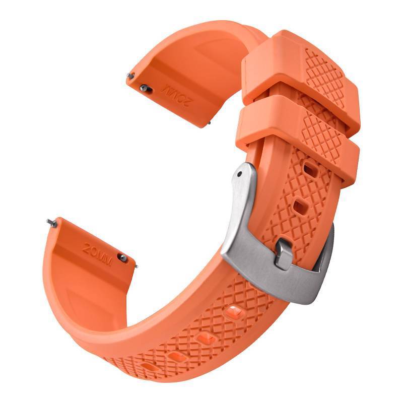 lot 7859 image: JWNSPA Fluorine Rubber FKMFPM Watch Band - 20mm 22mm Quick Release Soft Diving Strap for Men Women(Orange,20mm)