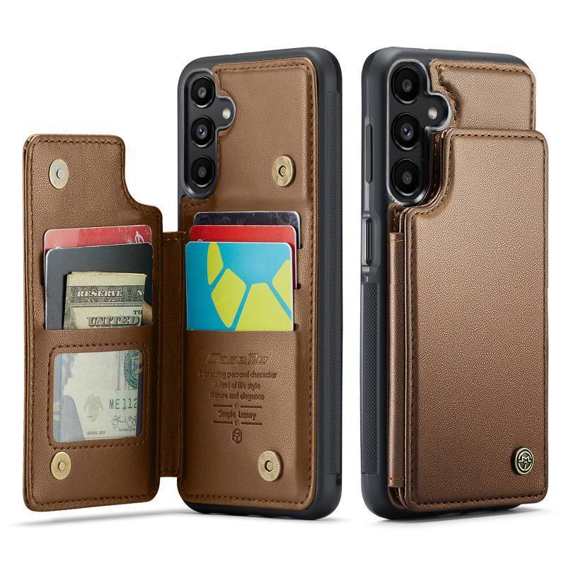 lot 8940 image: Vinich for Samsung Galaxy A35 Wallet Case with Card Holder, RFID Blocking Credit Slots Kickstand Shockproof Phone Cover for Women Men, Brown