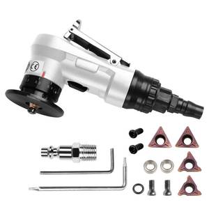 lot 7998 image: 2 in 1 Air Chamfer Tool,Mini Pneumatic Chamfering Tool for Metal PVC,45° Arc Corner Beveling Trimming Handheld Machine with 14 Inch Air Inlet (Silver)