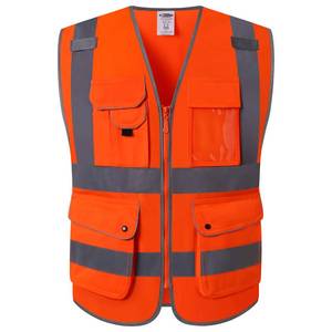 lot 8000 image: JKSafety 9 Pockets Class 2 High Visibility Zipper Front Safety Vest With Reflective Strips, Meets ANSIISEA Standards (150-Orange M)