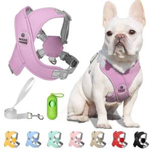 lot 8006 image: Patas Lague Dog Harness with Leash Set Adjustable Soft Padded Step-in Dog Vest No Choke No Pull Reflective for Small Medium Pets with Poop Bags and Dispenser, Solid and No-chew, Purple S