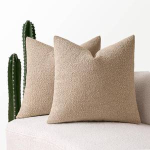 lot 8016 image: MIULEE 20x20 Inch Decorative Pillow Covers for Couch Bed Set of 2 Textured Boucle Neutral Throw Pillows Khaki Accent Solid Cushion Pillowcase Cozy Soft Chair Sofa Livingroom Home Decor