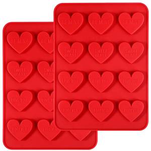 lot 8019 image: Kamehame Conversation Heart Silicone Mold, 2 Pieces Conversation Heart Mold, Valentines Day Candy Heart Mold for Cake Cupcake Decorating, Non-Stick Silicone Heart Chocolate Molds