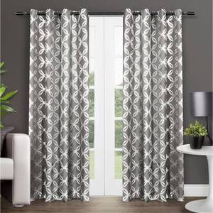 lot 8990 image: Exclusive Home Modo Metallic Geometric Grommet Top Curtain Panel Pair, 54x96, Black Pearl, 2 Piece
