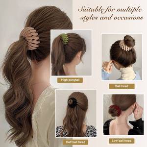 lot 8995 image: 3 Pcs Bird Nest Hair Clips Hair Accessories for Women and Girls Velvet Expandable Bun Fixed Hair Claw Vintage Retractable Ponytail Holder Hairpin Buckles (Color-1)