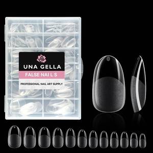 lot 9004 image: UNA GELLA Oval Almond Fake Nails Pre-shape Round Almond Gel Nail Tips Press on Nails for Full Cover Acrylic Round Oval Full Nails False Nails 12 Sizes False Soft Gel Tips