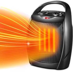 lot 9008 image: Kismile Small Electric Space Heater Ceramic Space Heater,Portable Heater Fan for Office with Adjustable Thermostat and Overheat Protection ETL Listed for Kitchen, 750W1500W(Black)