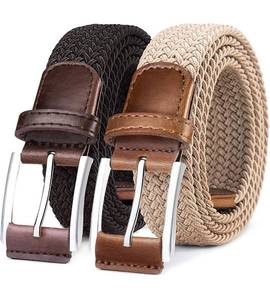 lot 50 image: BULLIANT Belt for Men 2Pack,Mens Gift Stretch Braided Web Belt Elastic for Casual Golf Jeans,1 38