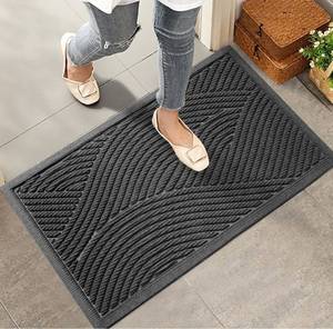 lot 51 image: Sturdy Front Door Mat, Absorbent Muddy Dirt Resist Welcome Door Mats Outdoor Indoor, Stain and Fade Resistant, Non-Slip Backing Entry Mat Low Profile Doormat for Entryway, 29�17, Grey