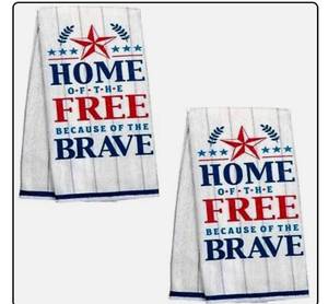 lot 559 image: SET-2-Patriotic HOME of the FREE BECAUSE of the BRAVE Veteran Sports Golf TOWELS