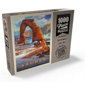 lot 563 image: MyPuzzle Arches National Park Snowy Delicate Arch, Vintage Poster - Premium 1000 Piece Jigsaw Puzzle for Adults