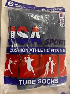 lot 567 image: 6 Pairs Tube Socks size 9-15 athletic sports