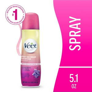 lot 568 image: Hair Removal Cream �� VEET Legs & Body 3 in 1 Spray On Hair Removal Cream Sensitive Formula with Aloe Vera and Vitamin E 5.1 oz Spray Can