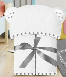 lot 3150 image: Set of 2 Hooded Baby Towels �� White and Grey �� Luxurious, Large and Super Absorbent �� 30 x 30 Inch �� Soft and Suitable for Infants, Toddlers and Kids