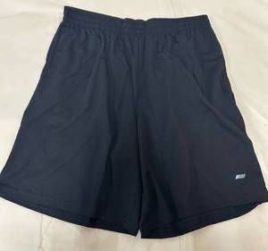lot 3155 image: 2 Pairs Amazon Essentials Active Shorts Mens Soze Medium Black and Camel