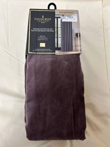 lot 3165 image: Fieldcrest Luxury Washed Cotton Velvet 50x84 in Rod Pocket Back Tab Panel Purple