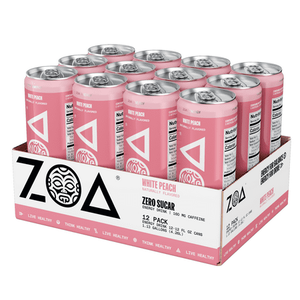 lot 3177 image: ZOA Zero Sugar Energy Drink White Peach 12oz (12-Pack)