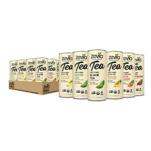 lot 3201 image: Zevia Zero Sugar Organic Iced Tea 6-Flavor Tea Time Variety Pack 12 fl oz 12 Pack of Cans 022024