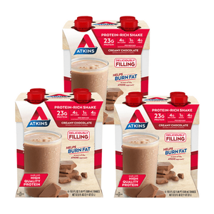 lot 3206 image: Atkins Meal Size Protein Shakes Creamy Chocolate Low Glycemic 23g Protein 12 Count 112024