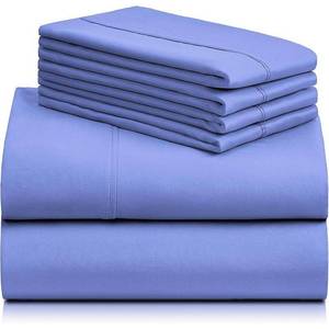 lot 3222 image: LuxClub Collection Wrinkle-Free Cooling Sheet Set or Pillowcases, Purple Blue