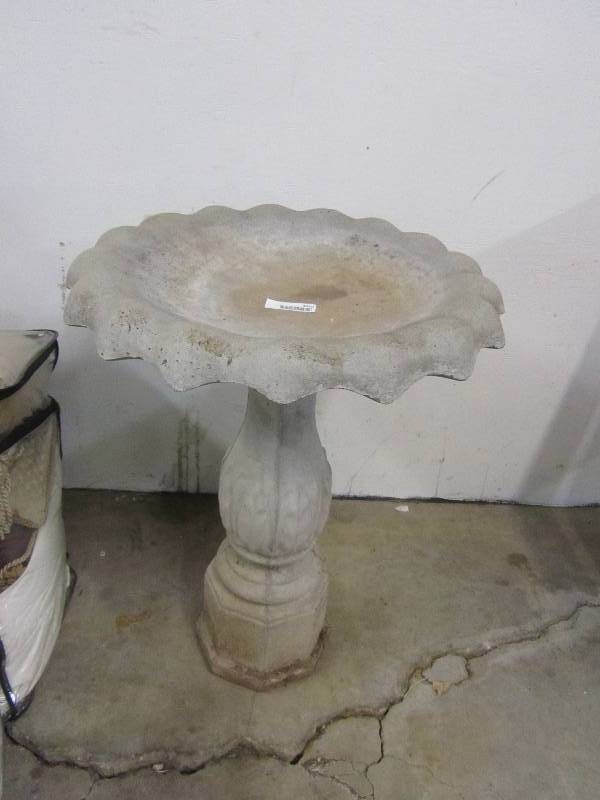 lot 4019 image: Heavy Cement Bird Bath- 2 Piece