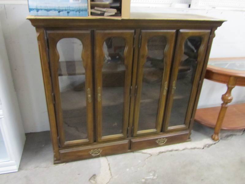 lot 4030 image: Display Cabinet- Good Glass- Ready For Refinish