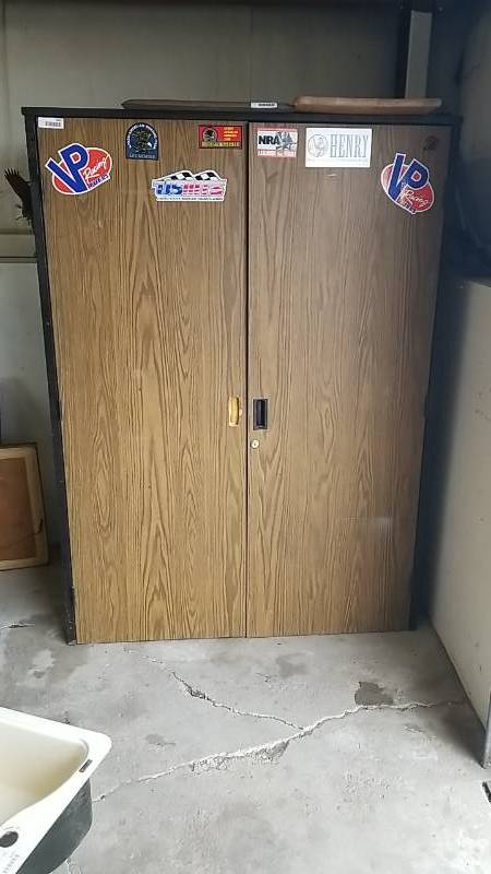 lot 4003 image: Large Double Door Storage Cabinet- Garage or Shop