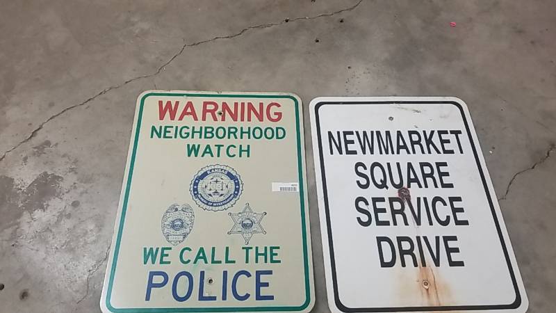 lot 4055 image: 2 Metal Commercial  Signs  1 Neighborhood Watch