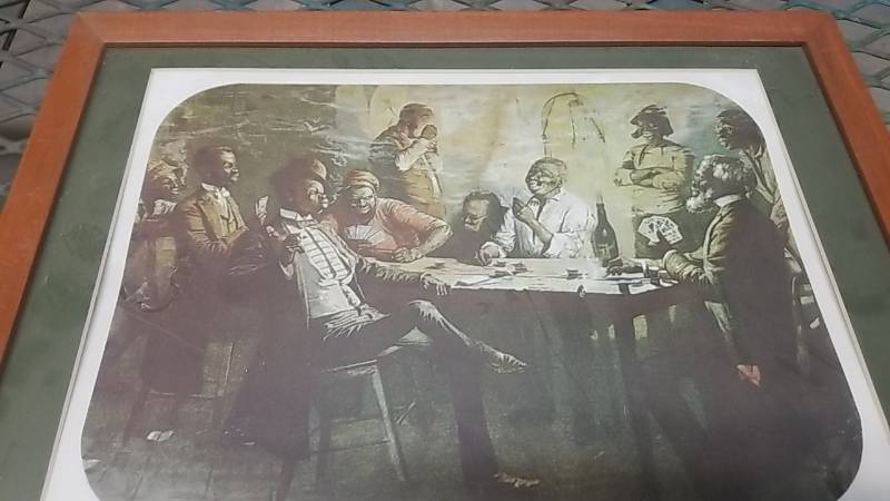 lot 4064 image: Framed Negro Picture- Saturday Night Poker
