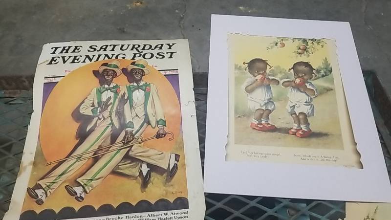 lot 4066 image: Book Pages and Saturday Evening Pot Displaying Old Negro Pictures