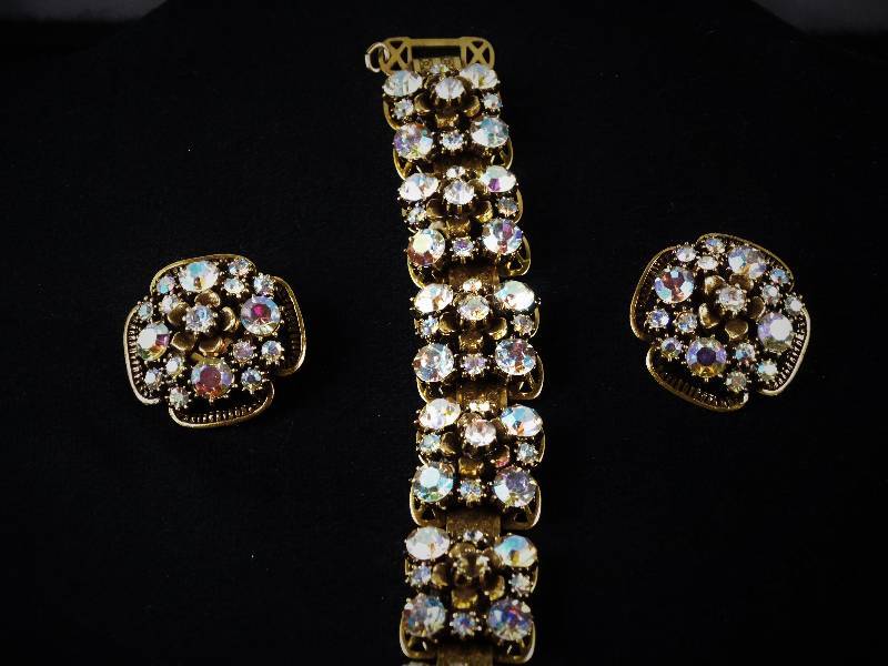 lot 2150 image: Simply Fabulous Vintage Florenza Rhinestone Jewelry- Circa 1960s or earlier
