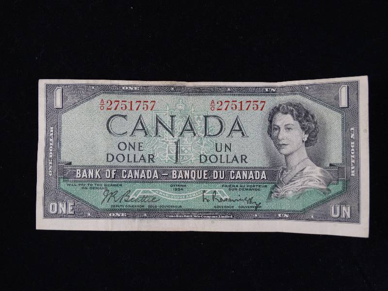 lot 2172 image: Canadian Currency  Dollar Bill
