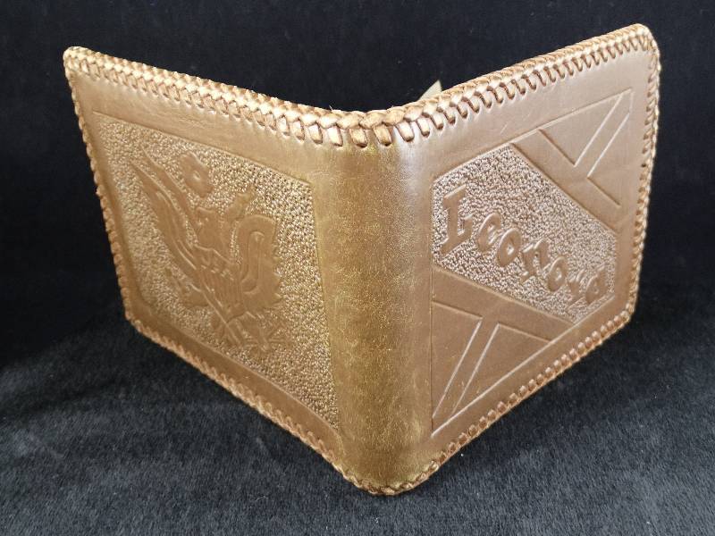 lot 2178 image: 1940s Wallet and Contents  Leather Tooled