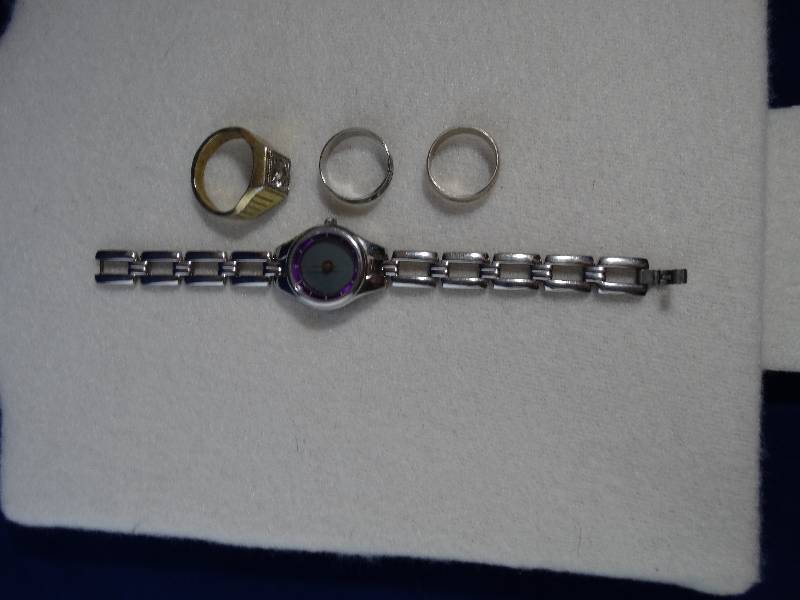 lot 2198 image: Jewelry Lot- Rings and Watch