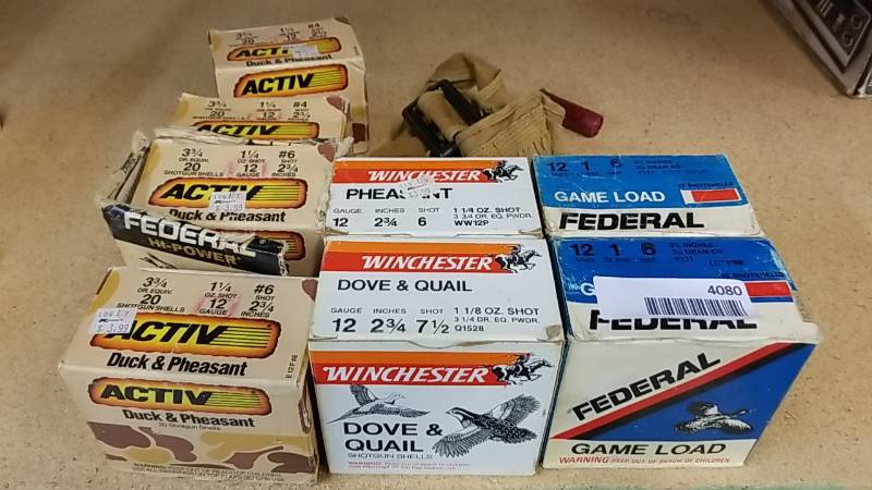lot 4080 image: 12 Ga Shot Gun Shells- 8 plus Boxes  Various Shot Size