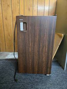 lot 24603 image: Panasonic Mini Refrigerator with Wood Grain Finish
