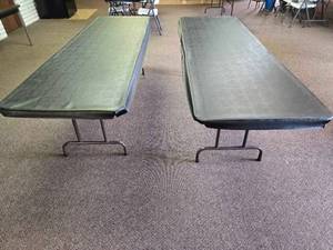 lot 24618 image: (2) Commercial Folding Tables with Vinyl Covers