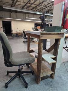 lot 13055 image: Wood Work Station and Chair