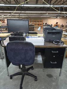lot 13002 image: Assorted Office Lot W Desk Brother Printer And HP Computer