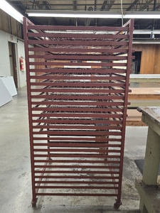 lot 17735 image: Industrial Metal Drying Rack with Casters - 20-Shelf