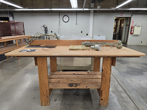 lot 17739 image: Industrial Drafting Table with Articulating Task Lamps