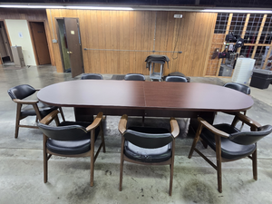lot 17742 image: V Conference Table Set with 8 Mid-Century Arm Chairs