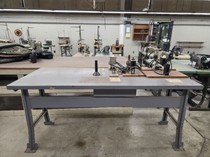 lot 17750 image: Industrial Table with Metal Frame