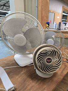 lot 17871 image: (3) Assorted Electric Pedestal and Desktop Fans