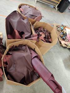 lot 14782 image: Assorted Lot Of Red Leather Scraps