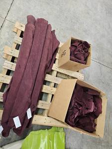 lot 14784 image: Pallet of Burgundy Suede Leather