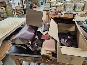 lot 14789 image: Assorted Lot Of Red Leather And Scraps