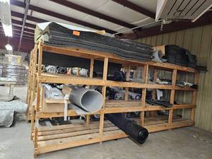 lot 14825 image: Assorted Lot Of Foam, Plastic Strips, Black Leather, Fabric