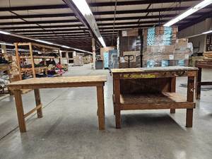 lot 14867 image: (2) Wooden Work Benchs